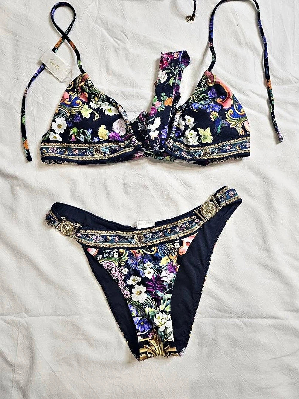 Camilla  Floral Bikini Set in Blue & Multicolor